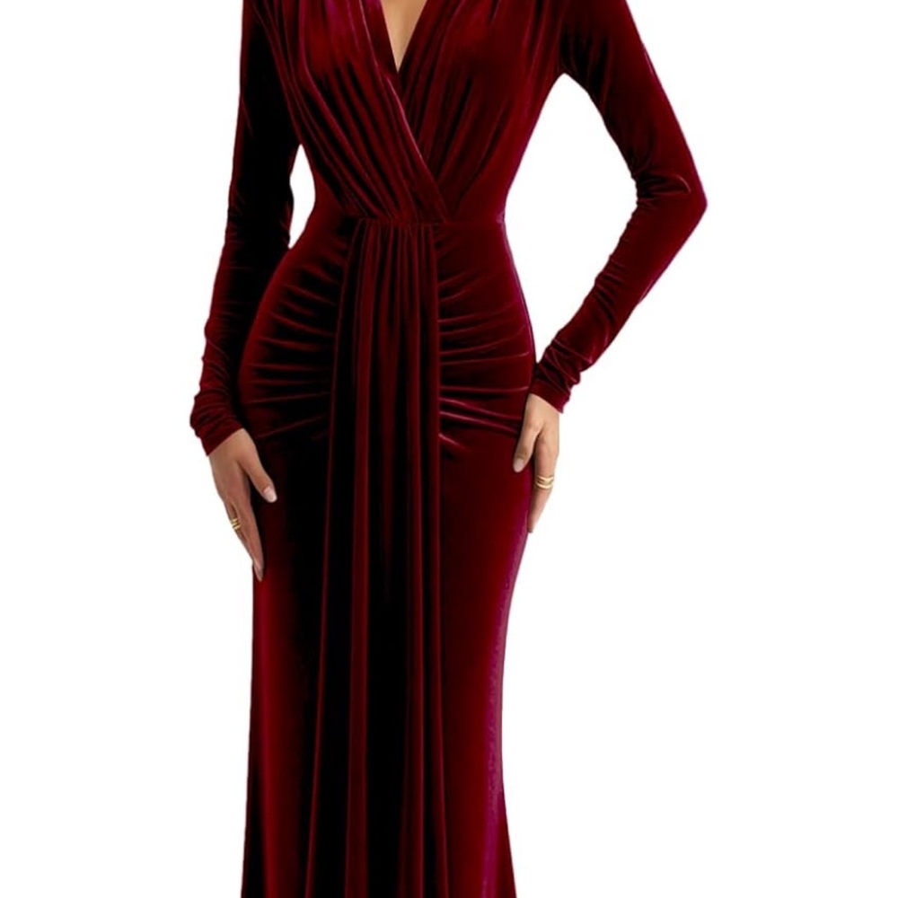 Elegant Velvet Burgundy Dress